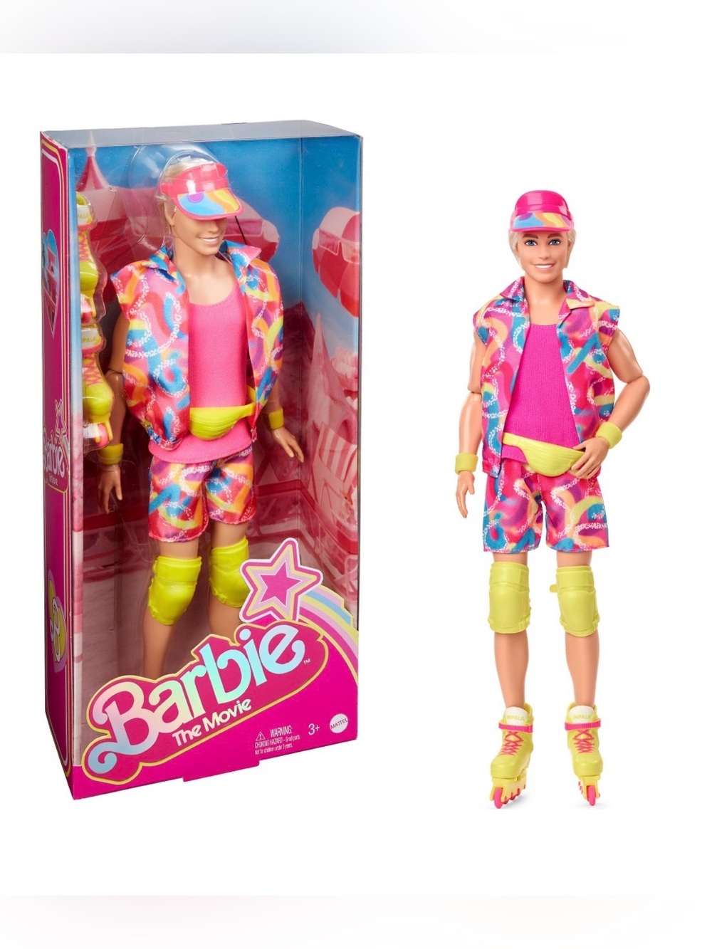Barbie Neon Pink & Yellow Ken Doll with Colorful Patterned Outfit